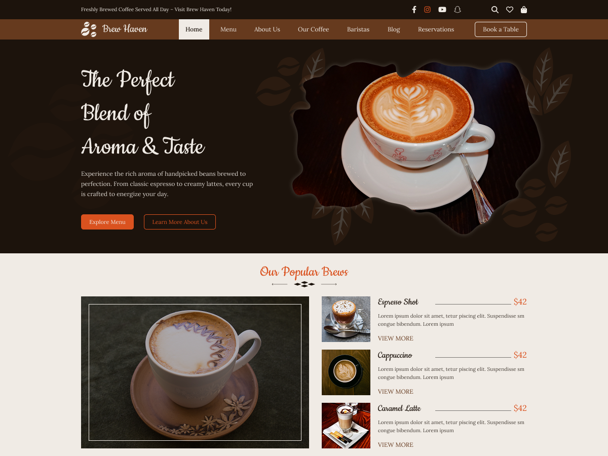 Free Coffee Cafe corner WordPress theme