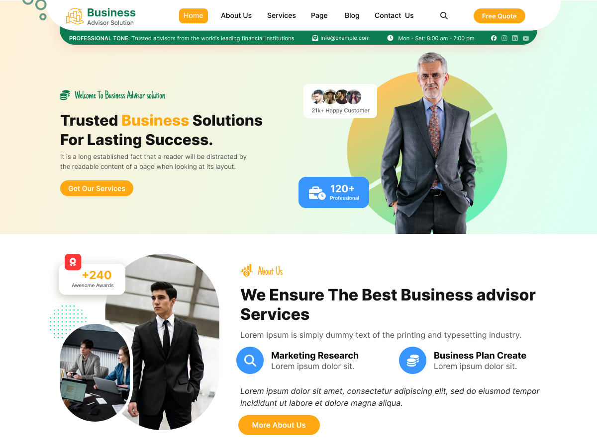 Free Business Center WordPress Theme